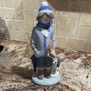 Lladro Winter boy with Dog